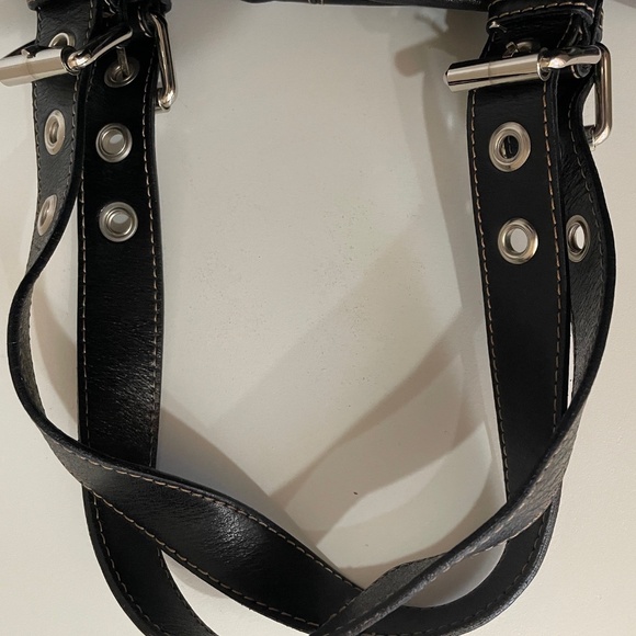 FRANCESCO BIASIA Black Leather Unconstructed Handbag w/Zippered Sides - Picture 6 of 8